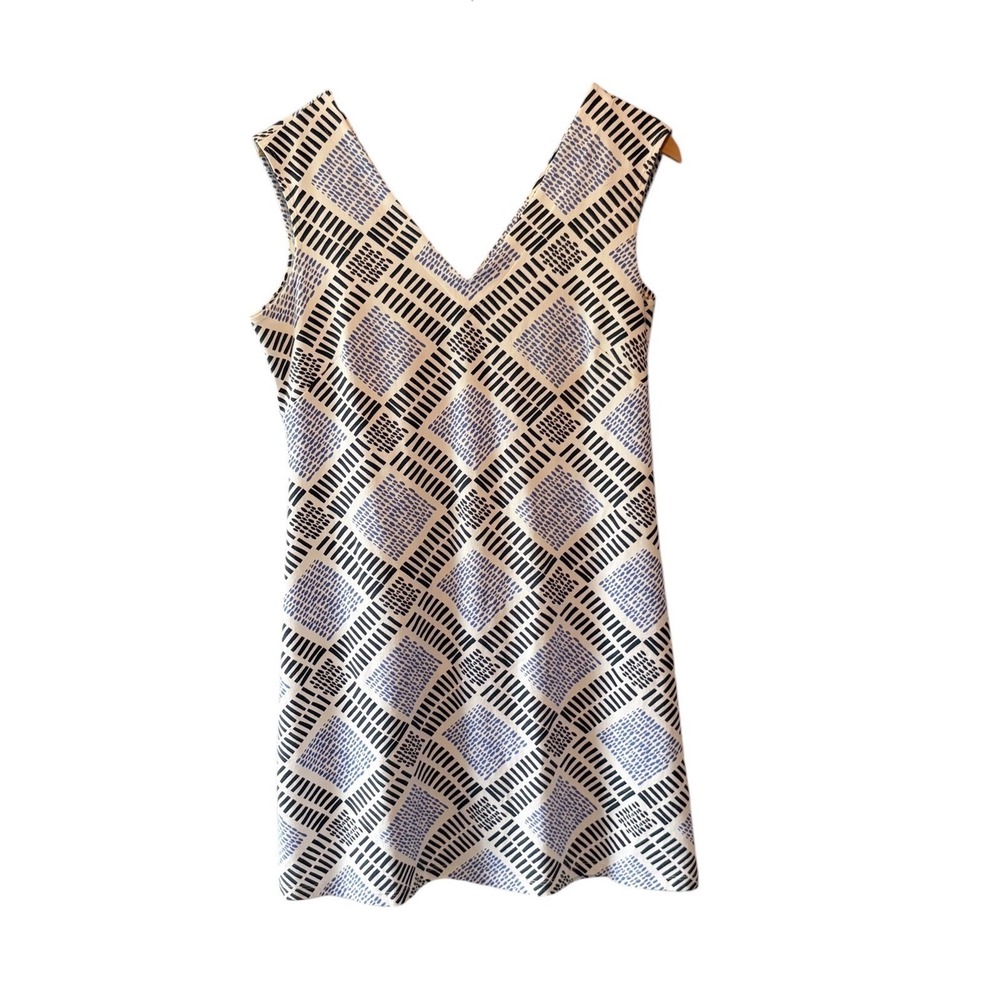Mahi Gold Womens Large Paradise Geometric Lattice V-Neck Shift Mini Dress USA‎
